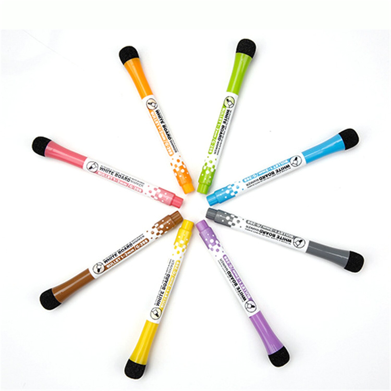Bolígrafo magnético de pizarra blanca, rotuladores borrables de pizarra blanca seca, borrador magnético, suministros escolares de oficina, 8 colores disponibles, 8 unids/lote