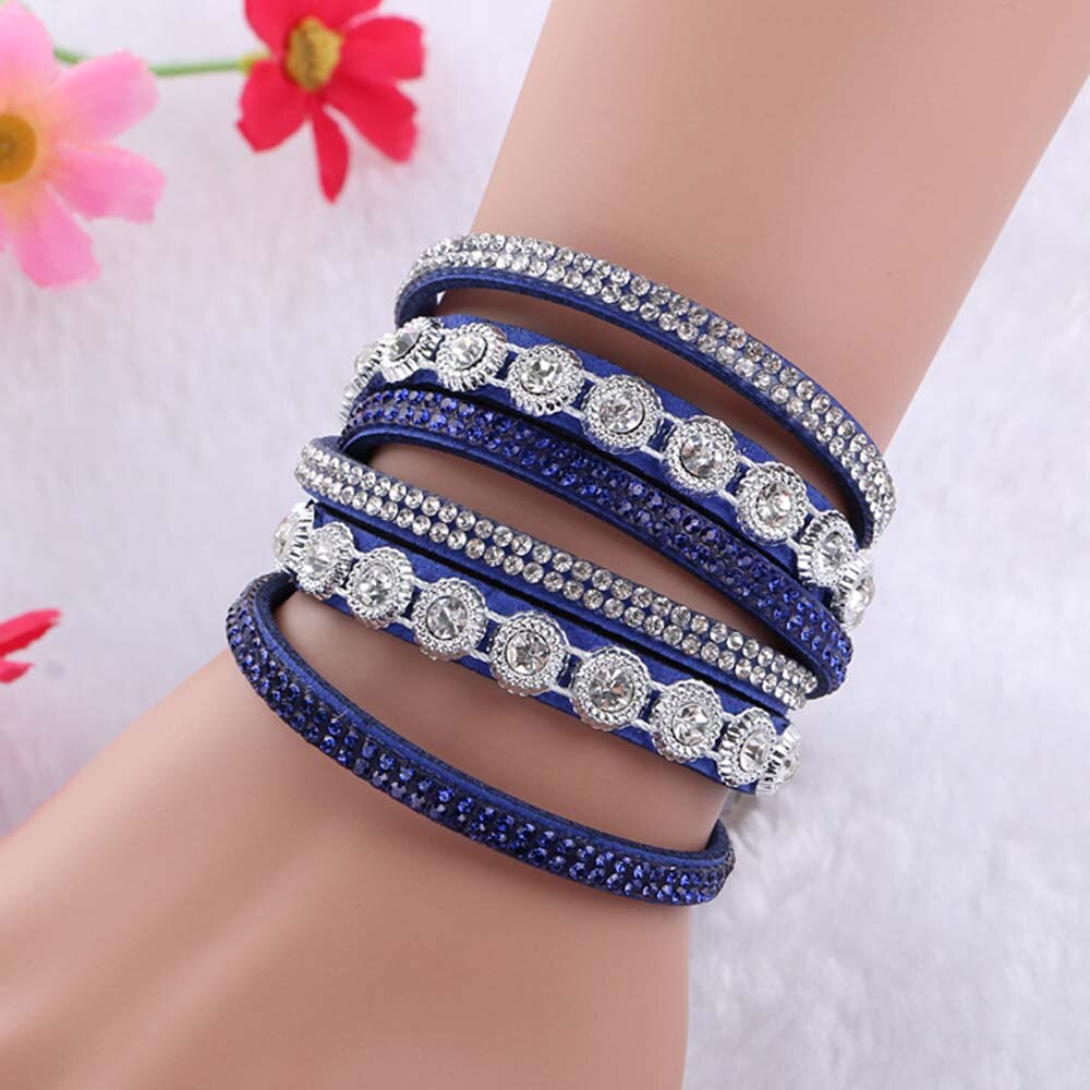 Lubingshine Vrouwen Multilayer Bangles Europese Stijl Multi Kleuren Fluwelen Crystal Armband Vintage Handgemaakte Hand Sieraden