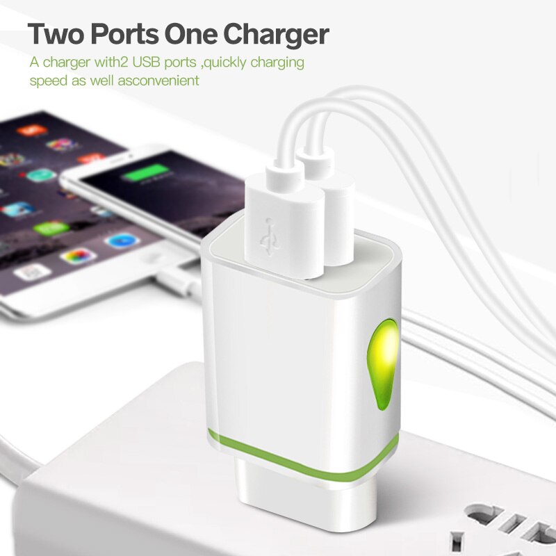 FONKEN 2 USB chargeur adaptateur chargeur mural EU téléphone portable chargeur de Charge goutte d'eau LED chargeur pour Samsung tablette ordinateur portable