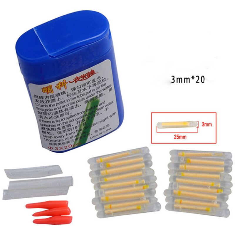 15 Uds diámetro 4,5mm palo de luz 20 piezas Uds diámetro 3mm lightstick caja luz química brillante químico, pesca luz flotadores luminosos: 20Pcs