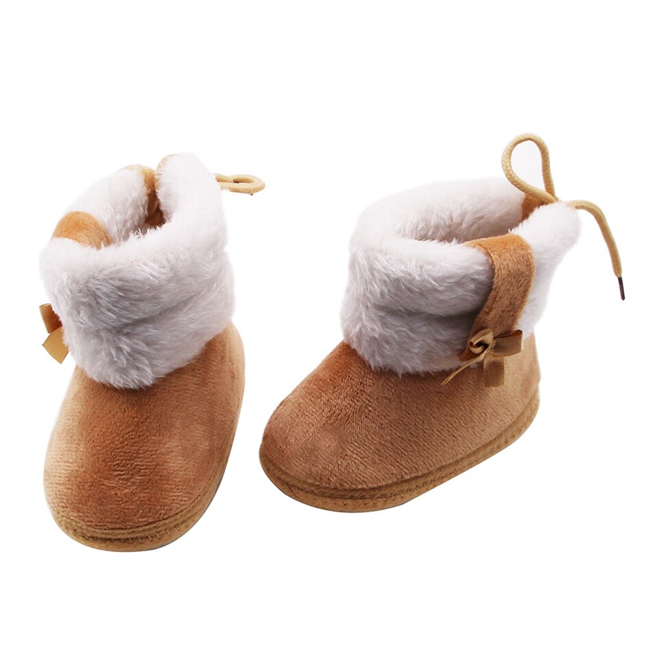 Vinter nyfødte babysko high-top ensfarvet sne støvler manchetter med ærmer plus fløjl tykke bomulds støvler bomuld sko