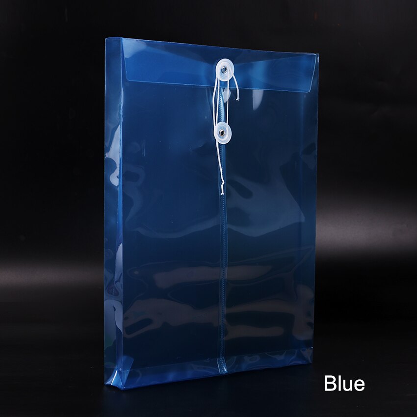 1PC Einfache Feste Farbe Kunststoff transparent A4 Dokument Daten Geschäft Lagerung Datei Tasche Ordner für Papiere Schreibwaren: Blau