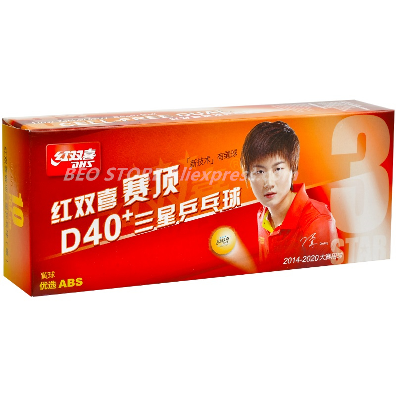 Bolas de tenis de mesa DHS 3 star D40, originales, Pelotas de ping pong de plástico ABS naranja con costura, tenis de mesa, 30/60 Uds.