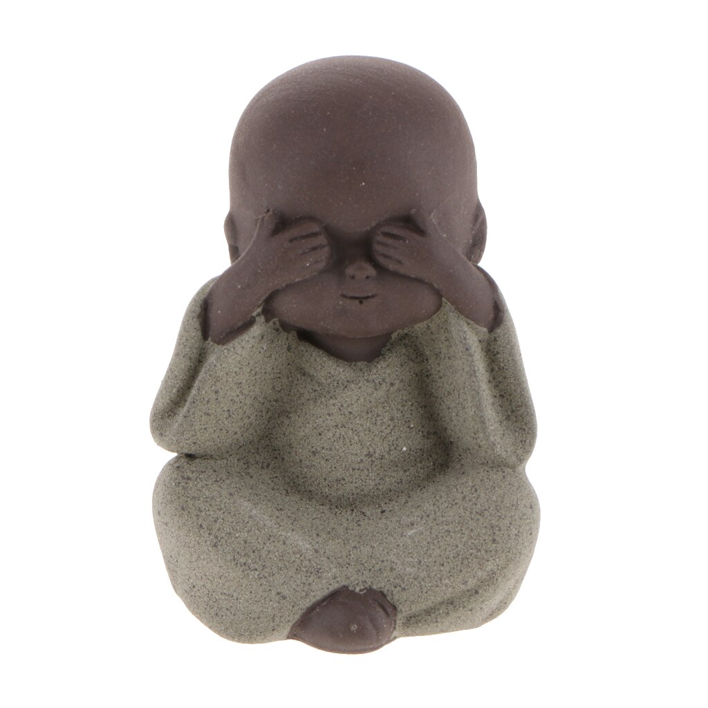 Estatua de Buda, té de monje, mascota para decoración de arena de jardín Zen, meditación, decoración de oficina y hogar, 3 uds.