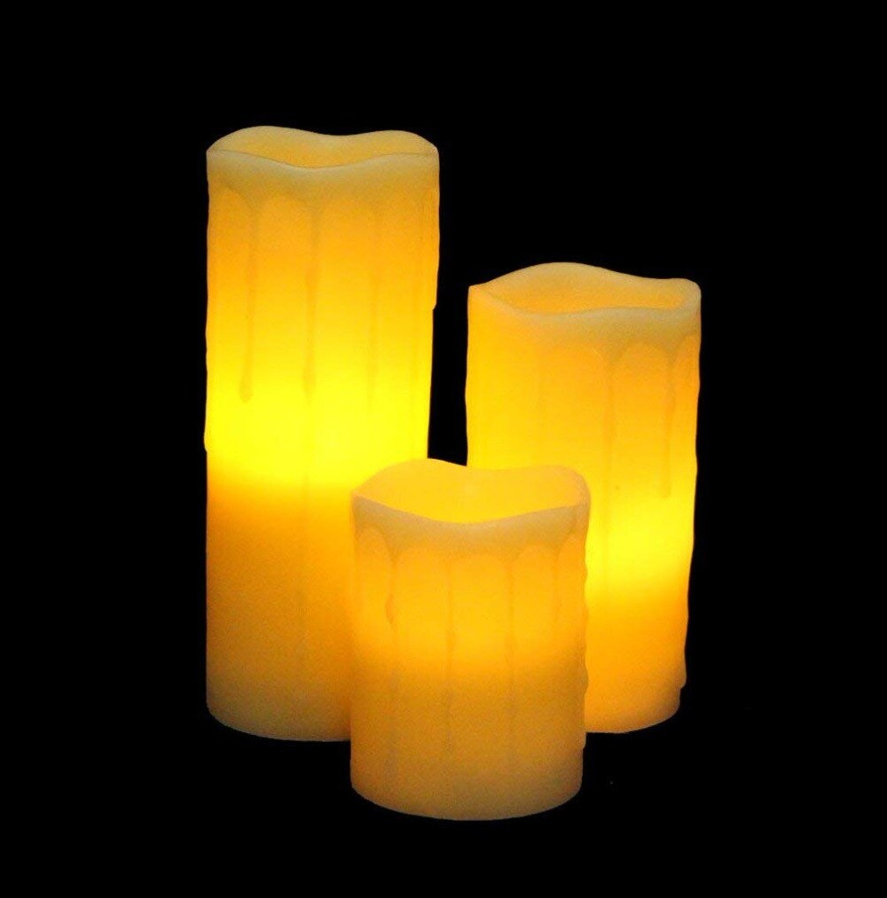 Real wax led candle Flameless candle lamp battery operated with timer Amazing life-like flickering flame Real wax