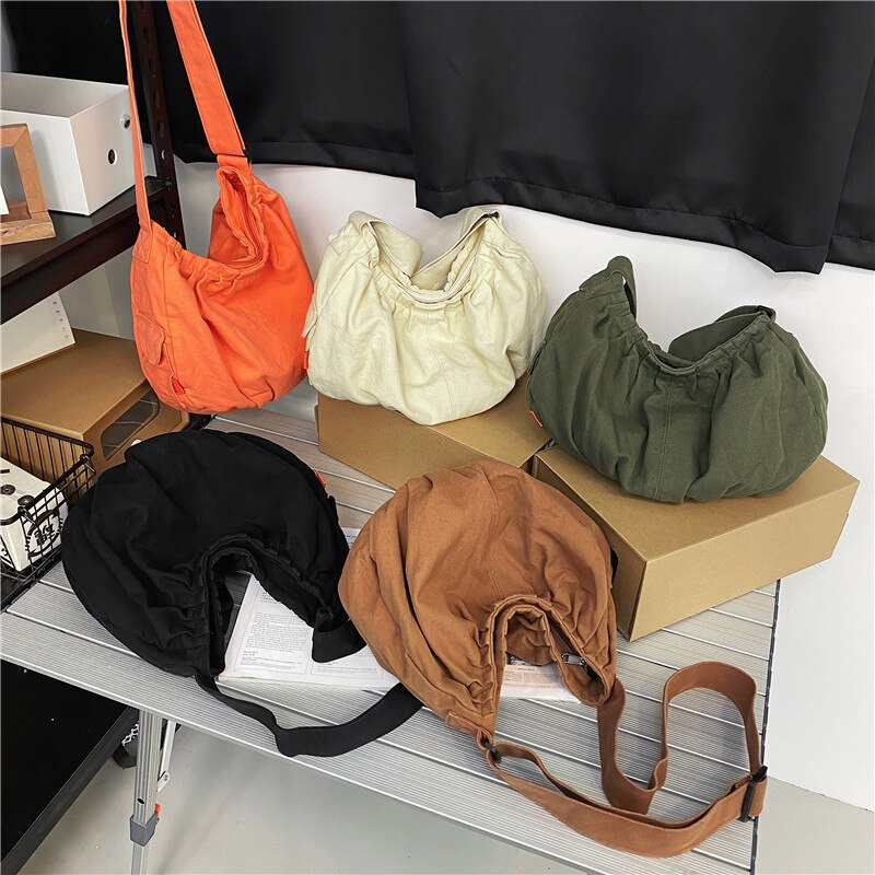 100% Katoen Tiener High Street Canvas Hobo Schoudertas Student Casual Zachte Doek Big Size School Boek Laptop Messenger Bag