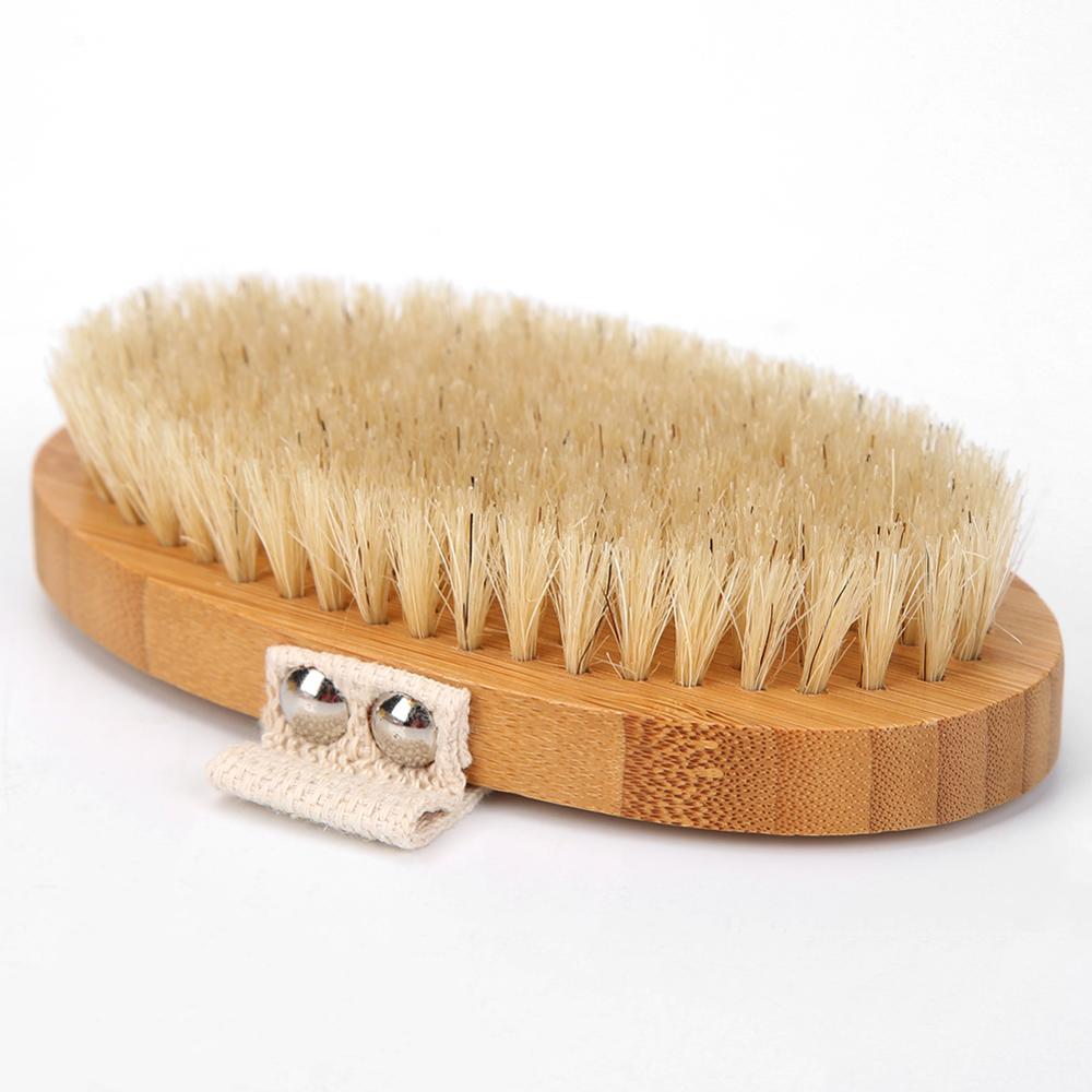 Body Dry Brush Natural Boar Bristle Organic Dry Skin Body Brush Bamboo Wet Back Shower Brushes Exfoliating Bathing Brush