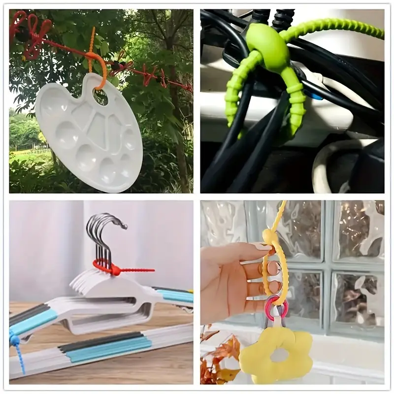 Silicone Reusable Cable Wire Organizer - 50/20/10pcs Cord Management Zip Tie Twist Multifunctional Bag Clip Storage Bag Ties