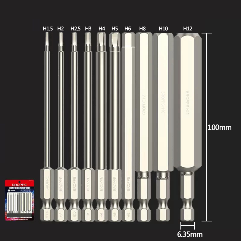 Hex Head Allen Wrench Drill Bit Set S2 Alloy Steel Metric Hexagonal Bit Set Magnetic Tip Hex Key Screwdriver Bits for Electric D