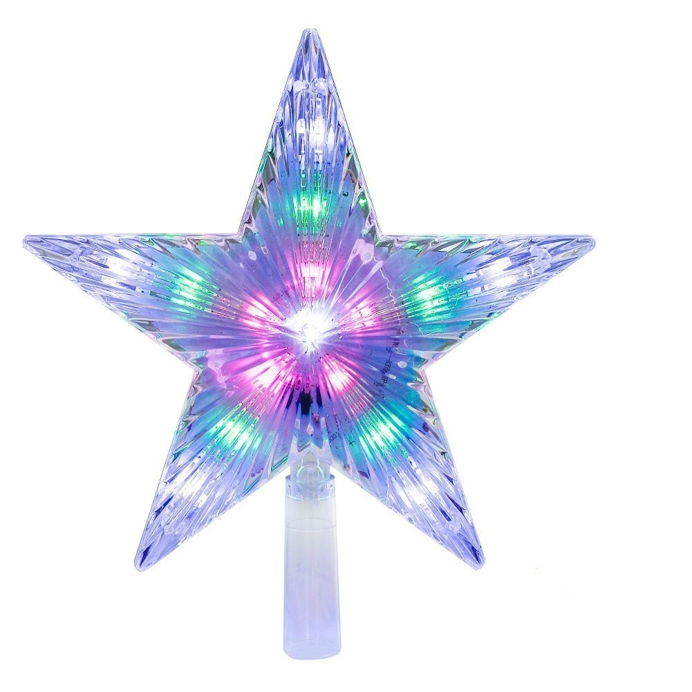 Shiny Kerst Decoratie Kerst Treetop Star Xmas Decor Transparant Led Lichtgevende Boom Topper Star Party Festival Ornament