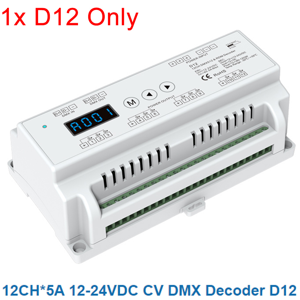 Skydance DMX Decoder Numeric D4 D4-E D4-P D4-XE D5 D12 D24 D12A DMX512 Decoder RF Control CV Display/Din Rail/Multiple Dimming: Gold
