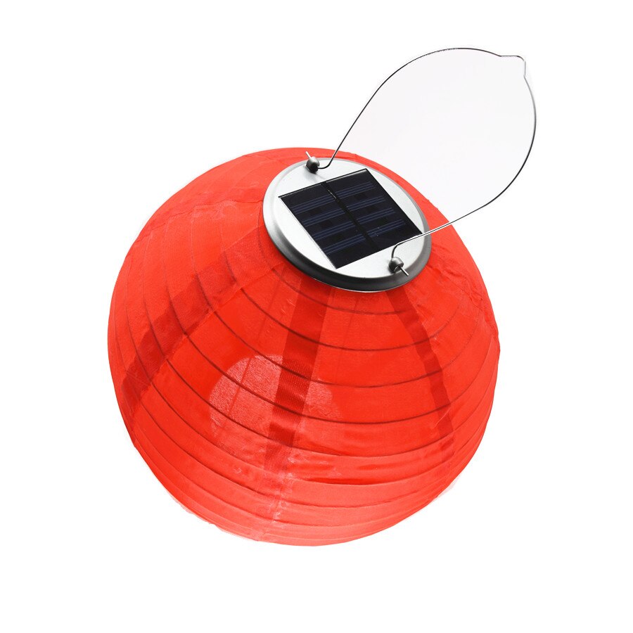 Lantern Solar Light LED Hanging Ball Nylon Lantern Fairy Lights For Garden Decoration Wedding Solar Light With Battery 12inch: Red