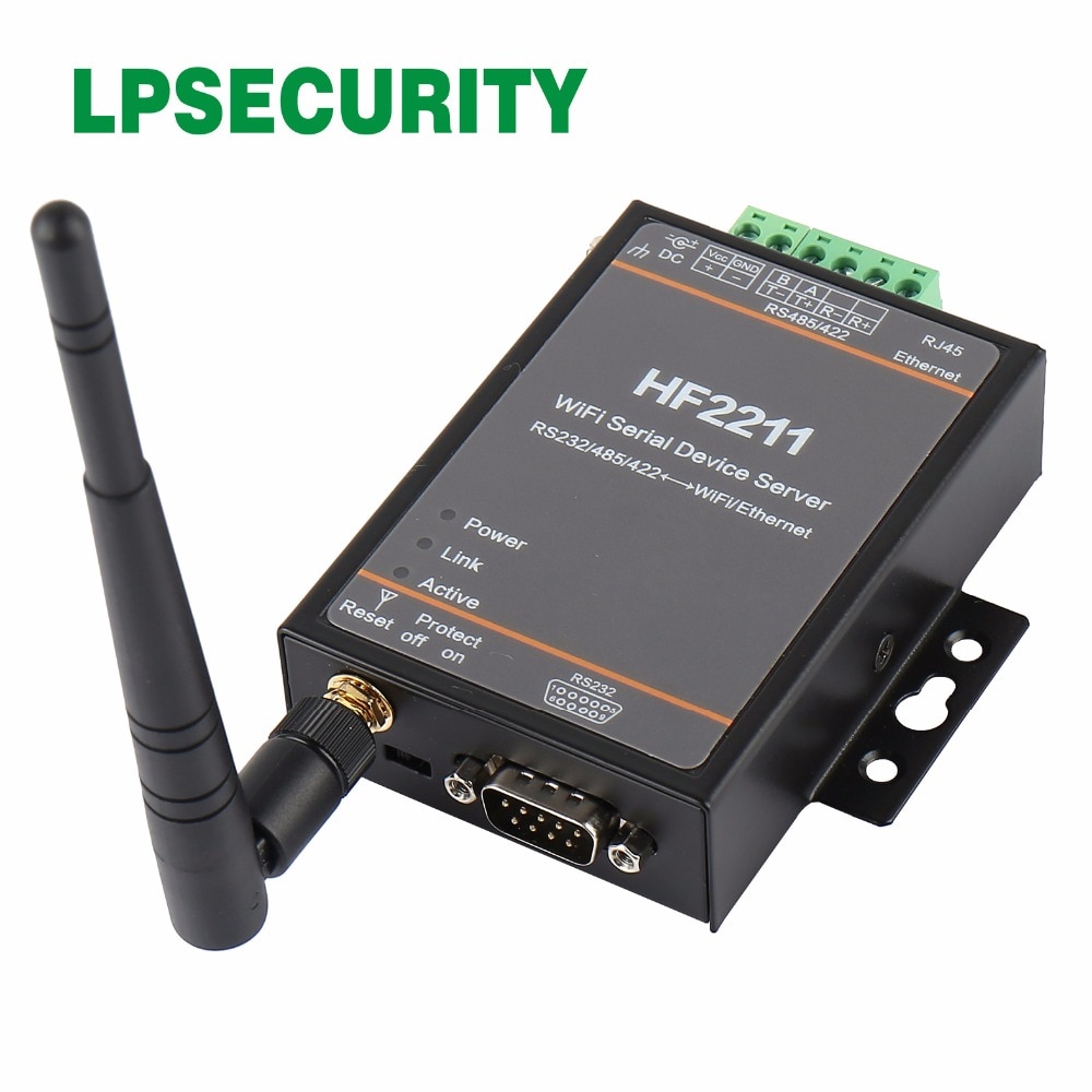 WideDC Input 5~36VDC Modbus TCP / RTU Inter RS422 / RS232 / 485 to Wi-Fi Model HF2211