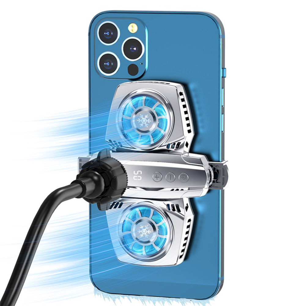 Halfgeleider Dual Koelventilator Radiator Usb Telefoon Cooler Smartphone Lcd Temperatuur Display Koellichaam Mobiele Telefoon Gamer Koelers