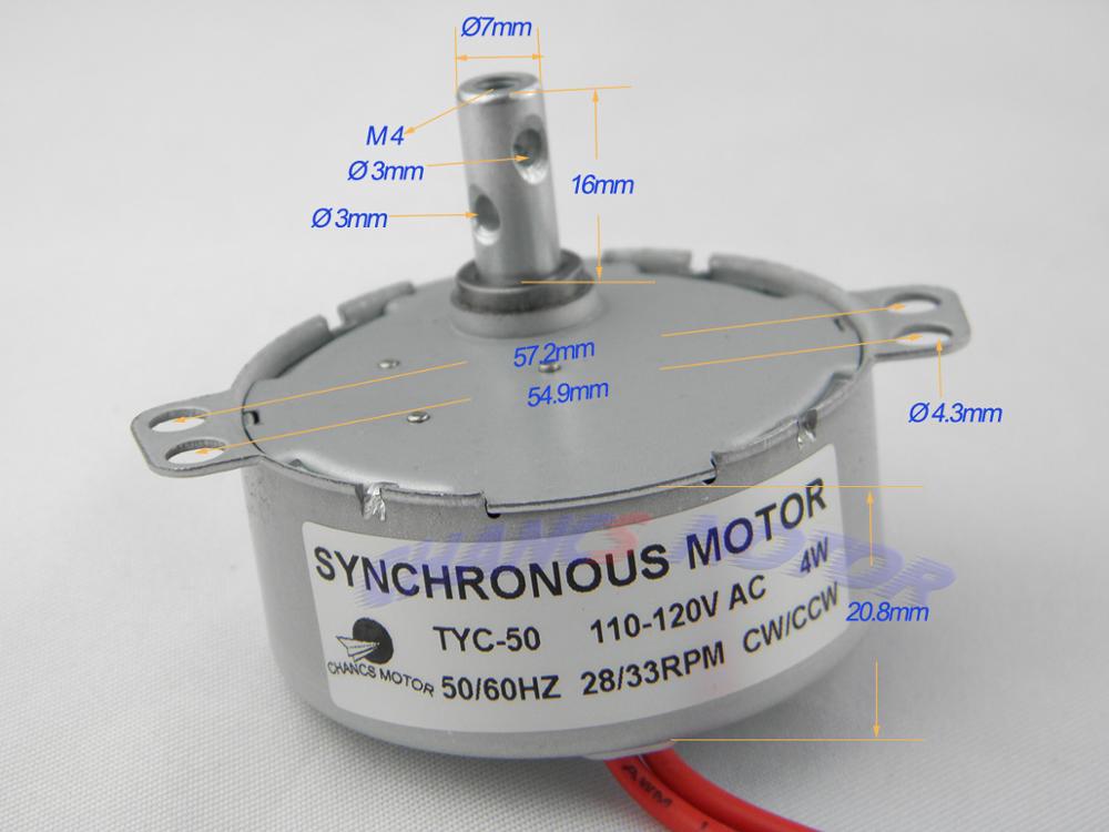 CHANCS 2PCS TYC-50 Synchron Motor 110V AC 28-33RPM CW/CCW Geared Motor Turntable Gear Box for Microwave Oven
