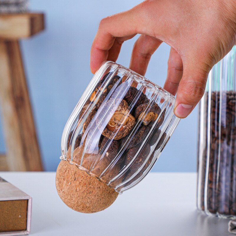 Tarro de cristal con tapa botella de almacenamiento de cocina jarras con corcho especias/café, cereales organizador contenedor latas especias para condimento tanque