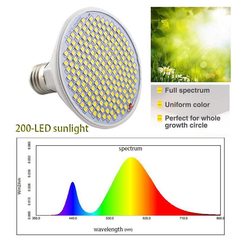 Full Spectrum 200 Led Plant Grow Light Geel Fitolamp Indoor Vegs Cultivo Growbox Tent Thuis Kamer Groene Huis
