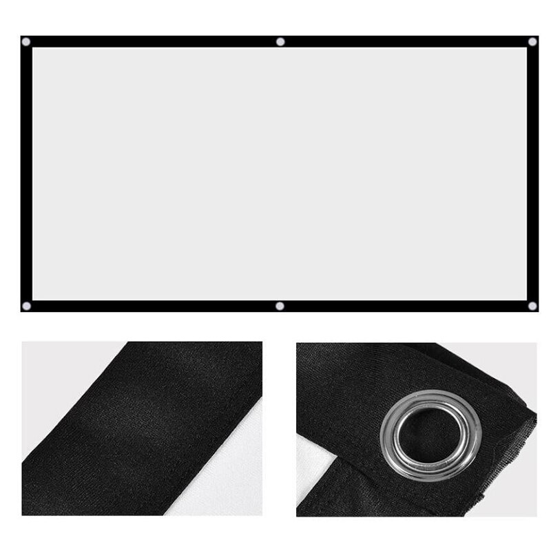 150 Inch Projector Screen HD 16:9 White Dacron Diagonal Video Projection Screen Wall Mounted for Home Theater Movie
