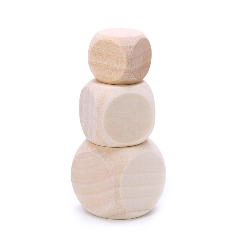 OOTDTY 5pcs Blank Wood Dice Kid Printing Engraving Graffiti DIY Toys Family Party Games