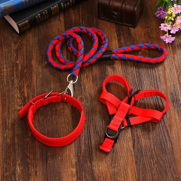 Halsbanden trekkabel jean hondenriem harnas huisdier kraag harness hondenriem pet wandelen harness leash set verstelbare borst: A