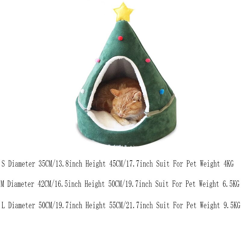 Cama de gato invierno cálido cama de Navidad para gatos Cueva de perro mascota cama desmontable para gatos cama para gato