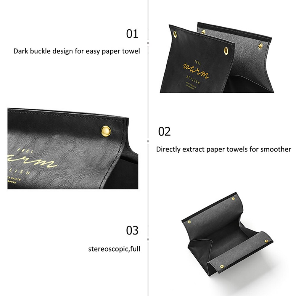 TiOODRE-servilletero plegable de cuero PU, caja de almacenamiento de papel, decoración de mesa, buena apariencia, caja de pañuelos