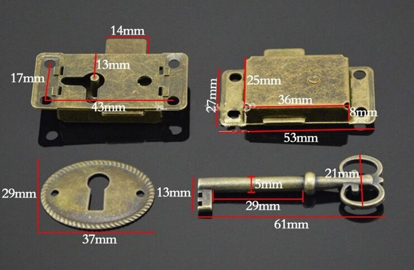 Retro drestress antique brass drawer cabinet decoative box small locks Classical lock for furniture cabinet door drawer