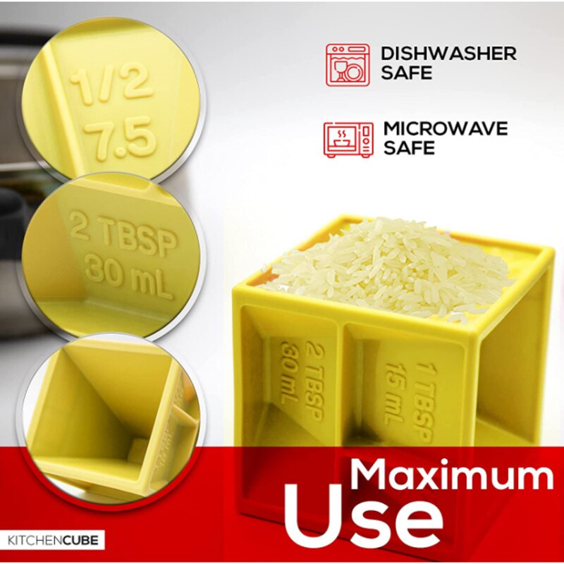 Kitchen Cube All-in-One Measuring Cup to Improve Organization Measuring Device With 19+ Cooking Measurements For Cooking Baking