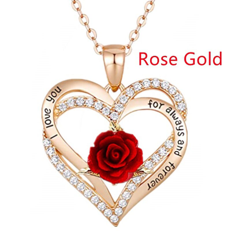 Income Rose Flower Pendant Necklace Anniversary Party Accessories Birthday Mother's Day Jewelry Mom Ladies Girls: X198-rose gold