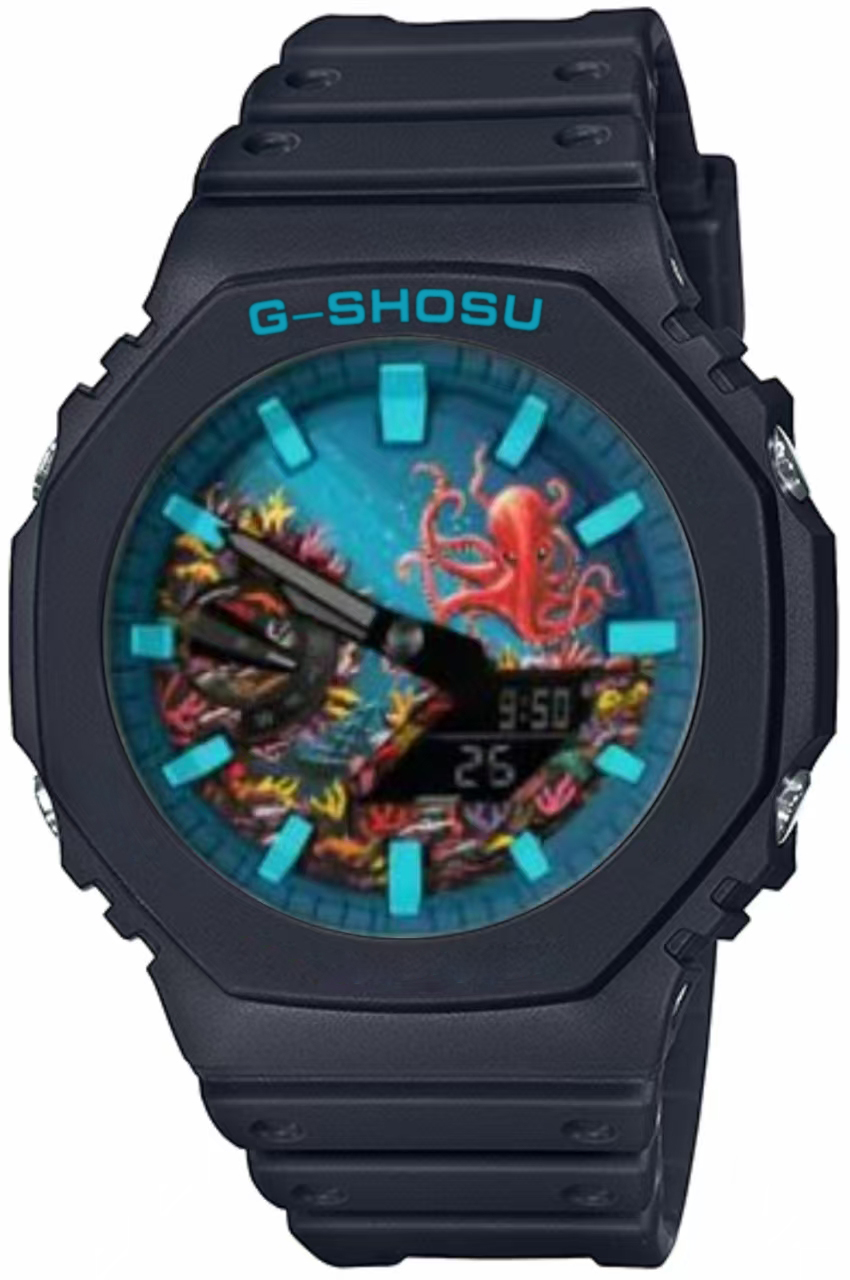 Electronic Digital Sports Unisex Watch World Time Full Function LED Dual Display DIY Dial Oak Series: Rose