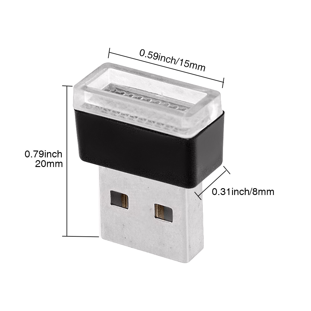 Mini usb lys led modellering bil ambient light neon interiør lys bil smykker  (7 typer lyse farger)