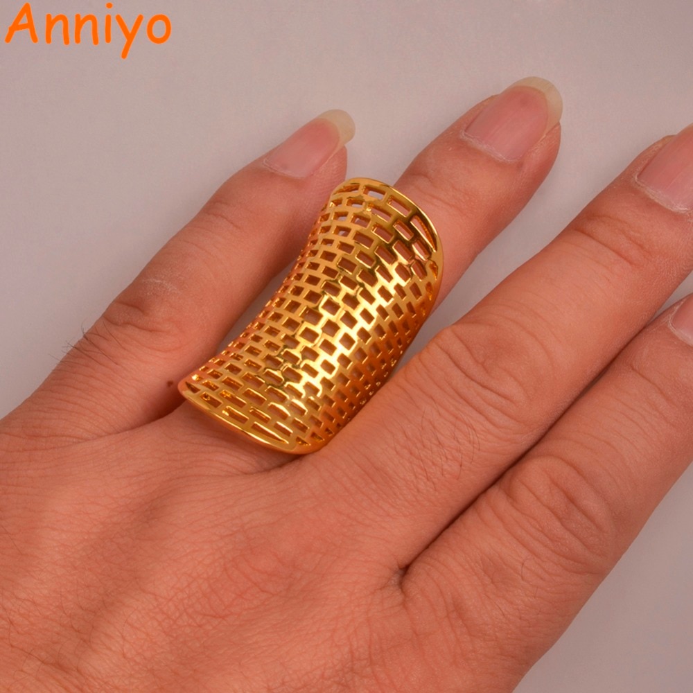 Anniyo Trendy Hebben Persoonlijkheid Grote Ring Voor Vrouwen Goud Kleur Charm Partij Sieraden Afrikaanse/Ethiopische/Arabische Items #063902