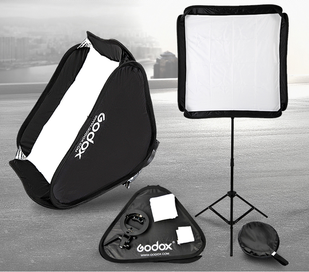 Godox Flash Softbox Kit 80cm * 80 cm/60 cm * 60 cm/40 cm * 40cm + S type Bracket Mount Kit voor Flash Speedlite Studio Schieten