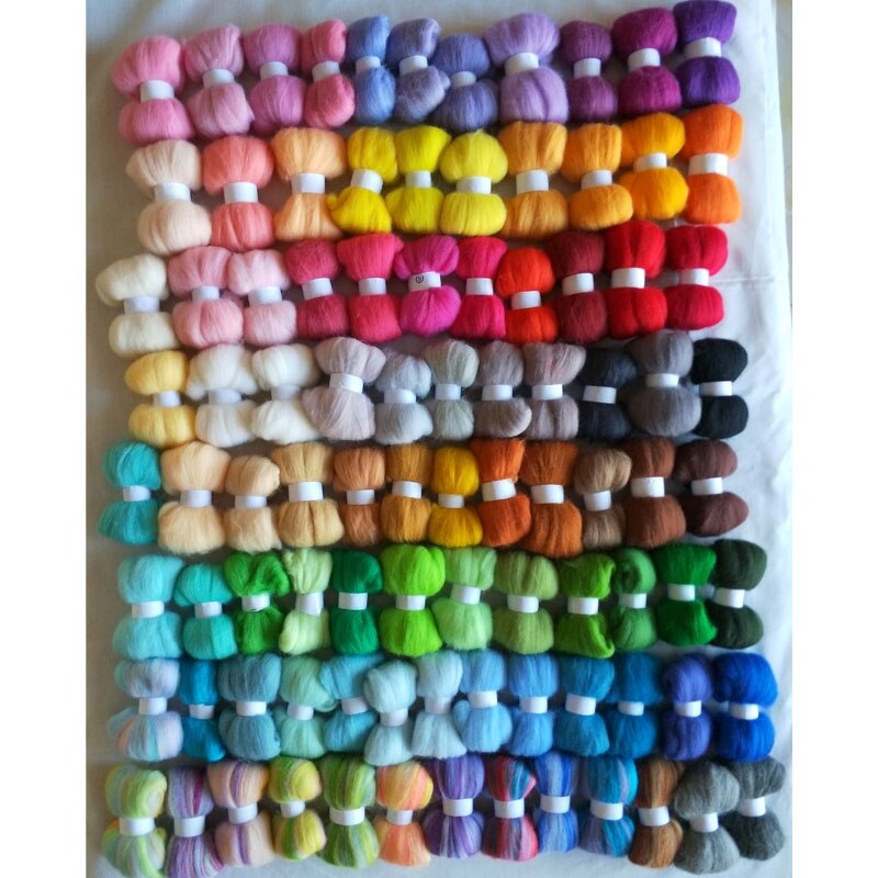 WFPFBEC 70 S wol voor vilten gekamd 100% wol merino vilt in handwerken wol roving DIY set 5 g/zak 93 kleuren met gereedschap