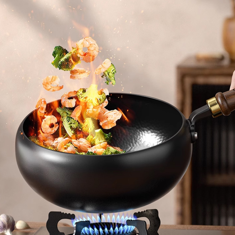 Uncoated Big Belly Pot Hand-Made Iron Pot Household Cooking Pot Non-Stick Pot Kitchen Gas Stove Induction Cooker Universal