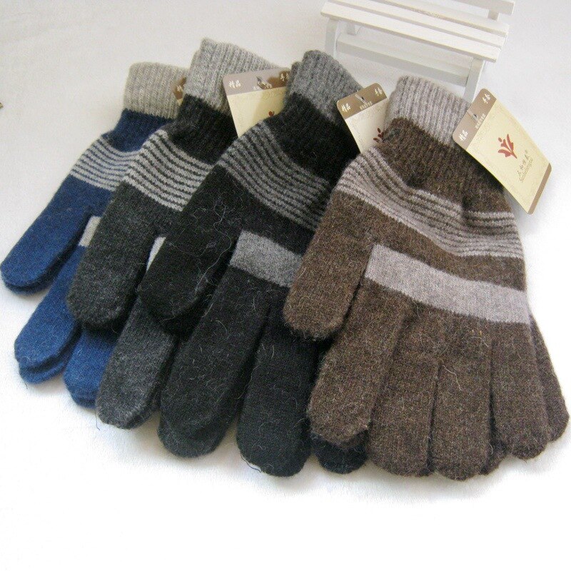 invierno de los hombres guantes grueso de punto guantes de hombre de despojado de Guabtes larga Luva estudiante guante calentador de la mano