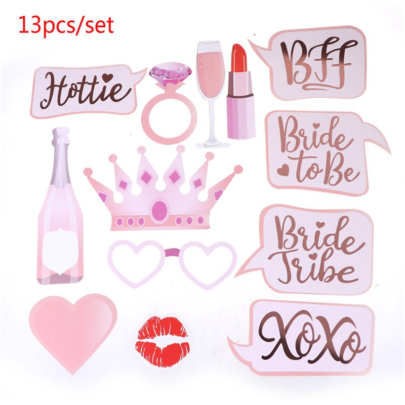 13pcs/set Bride To Be Party Mask Photo Props Wedding Decoration Bachelorette Party Hen Party Photo Booth