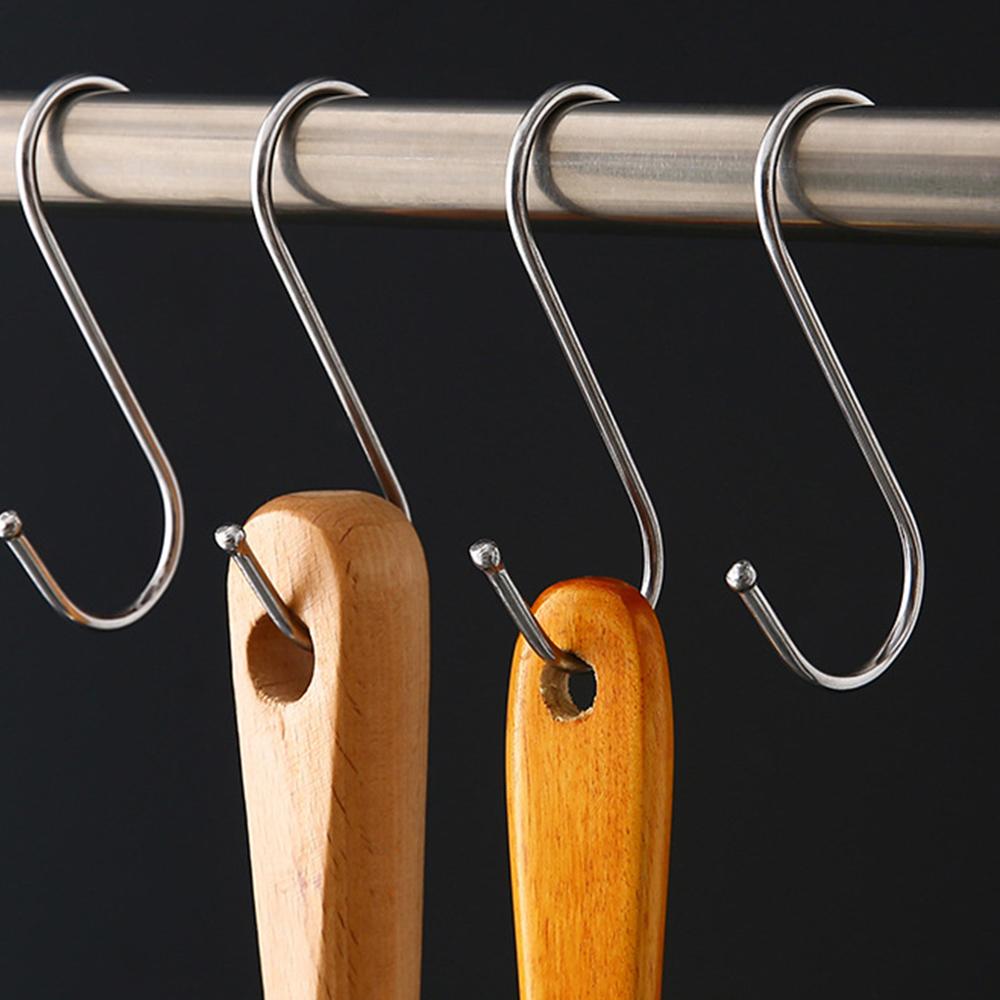 10/15pcs Stainless Steel S Hooks Pot Pan Storage Hanging Hanger Household Hooks for Kitchen Pan Wall Mounted Pot Rack Tool