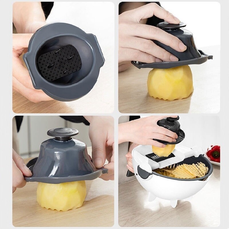12 In 1 Groentesnijder Met Afvoer Mand Groente Cutter Chopper Shredder Keuken Multifunctionele Julienne Rasp Met Guard