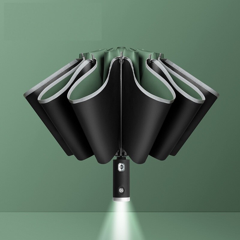 Xiaomi Auto Open Close Light-emitting LED Reverse Umbrella Ten-bones Three-folding Automatic Business Umbrella with Light