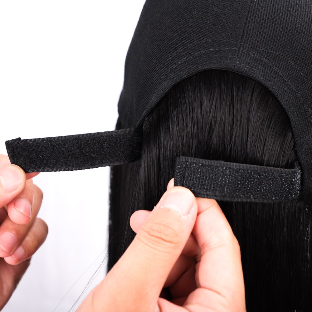 MODERN QUEEN Baseball Cap Hair Wig Long Synthetic Straight cap Hair Wigs Naturally Connect Synthetic Hat Wig Adjustable for Girl