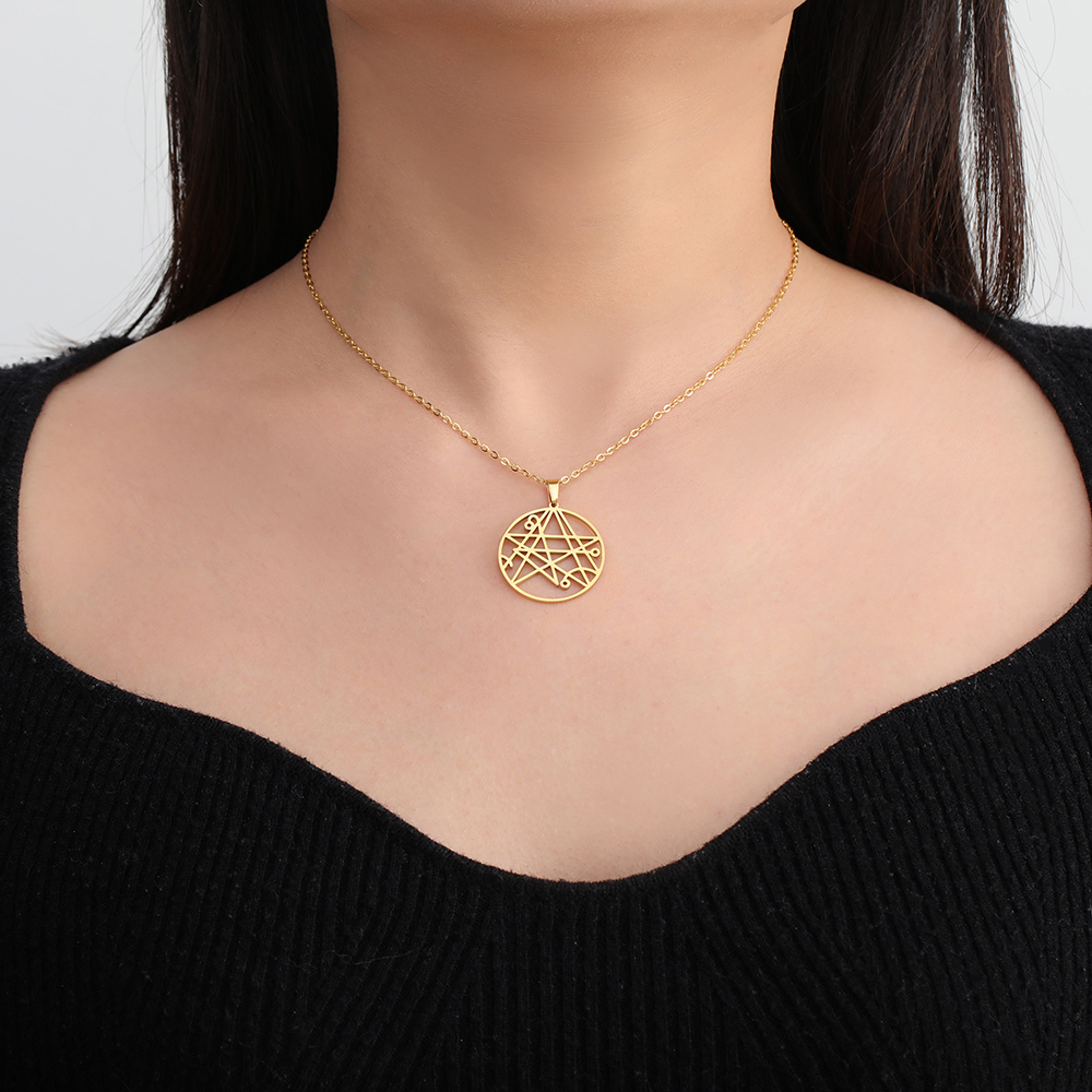 Dawapara Necronomicon Necklace Book of Dead Pendant Sigil of The Gateway Stainless Steel Talisman Jewelry