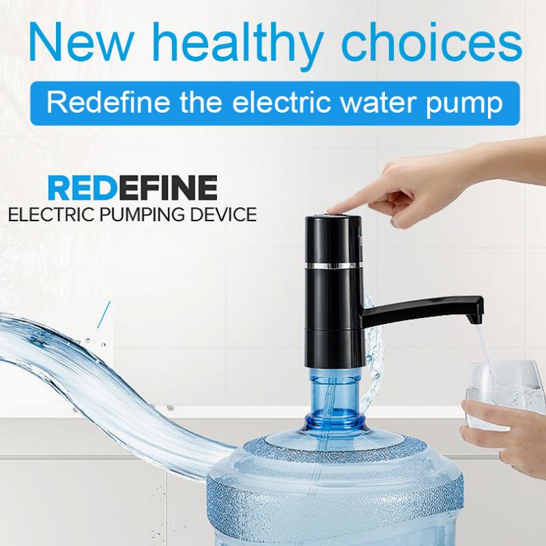 Waterpomp Zwart Draagbare Drukknop Draadloze Oplaadbare Elektrische Dispenser Waterpomp Met Usb Kabel Drinkwater Pompen