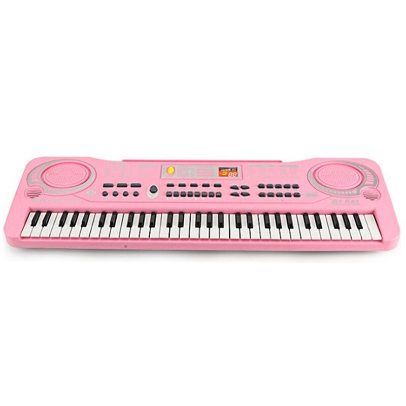 Electric Keyboard Piano for Kids-Portable 61 Key Electronic Musical Karaoke Keyboard, Microphone, Pink