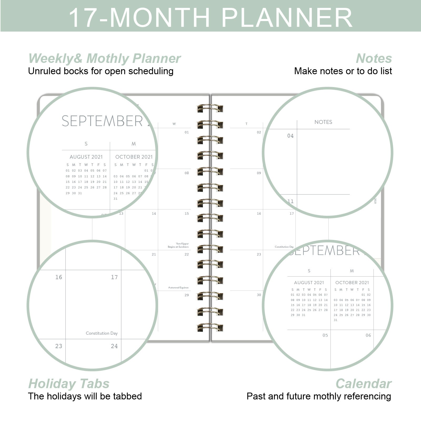 A5 2022 Diary Weekly Planner Agenda Spiral Organizer Notebook Index Sticker Goals Habit Schedules Stationery School Supplies