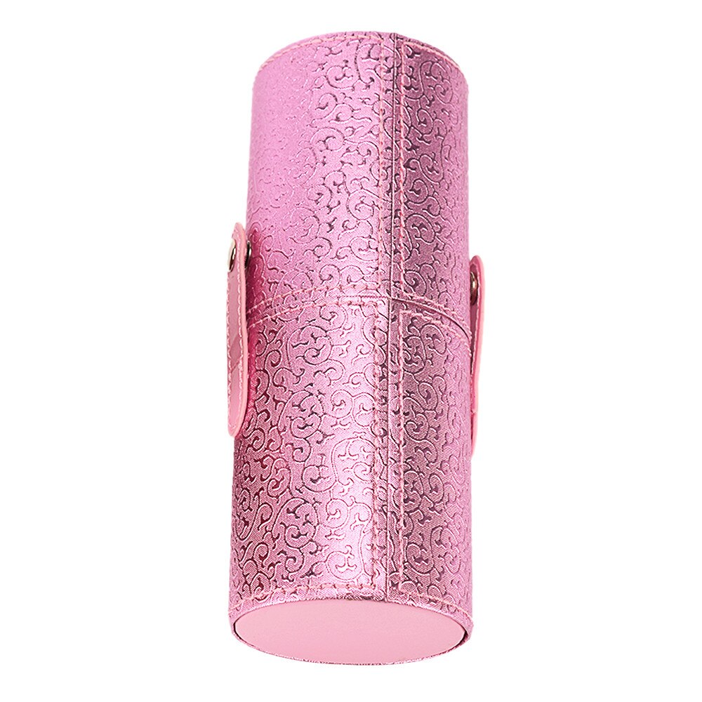 Makeup børster holder organizer case børste pu læder penholder opbevaring kosmetik taske make up værktøjer: Lyserød
