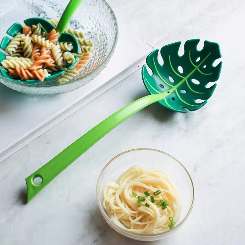 Pasta spaghetti ske nudler gaffel køkkenredskaber blad stil giftfri holdbare siler dræne scoop køkken tilbehør