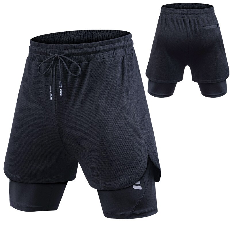 Shorts de Sport respirants 2 en 1 pour hommes, à séchage rapide, pour exercices d'entraînement, Jogging, cyclisme, doublure plus longue