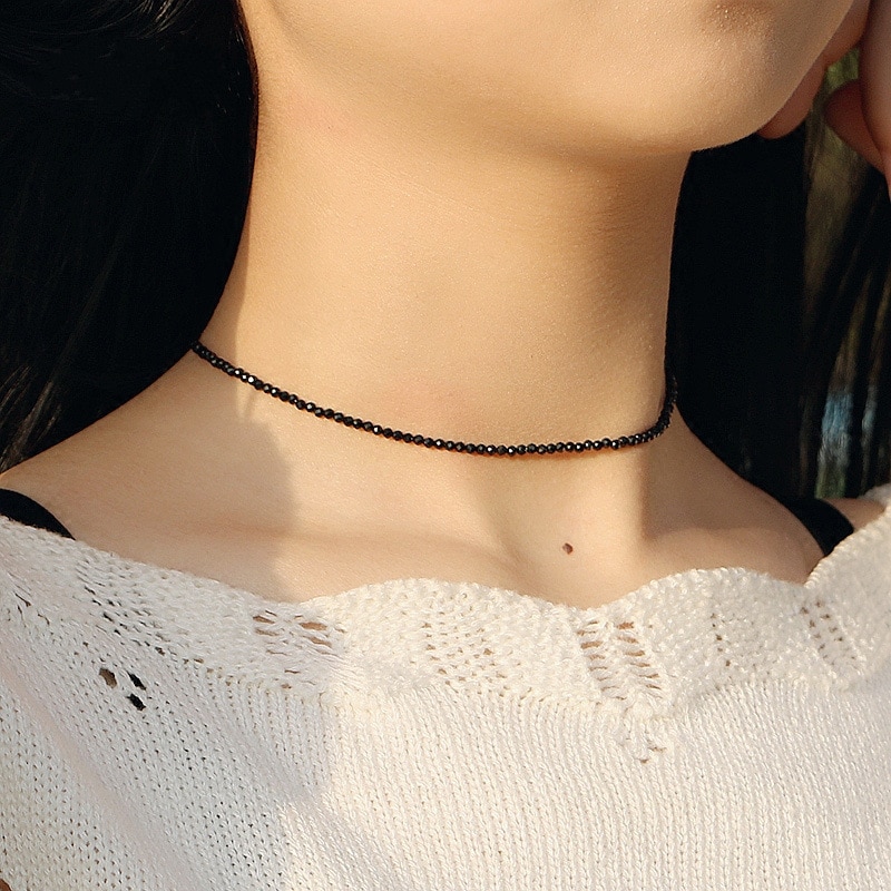 Marca de moda simples contas pretas colar curto jóias femininas gargantilha colares bijoux femme senhoras festa colar 2024