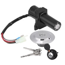 Motorcycle Scooter Ignition Switch Lock Fuel Gas Cap Lock Key Set Black Blue Seat Lock with Key fit for Yamaha YBR125 2002